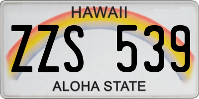 HI license plate ZZS539