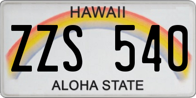 HI license plate ZZS540