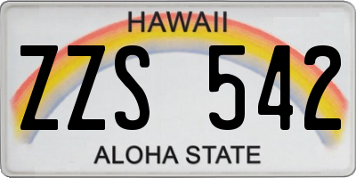 HI license plate ZZS542