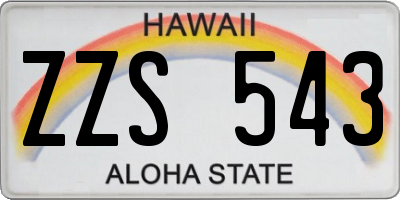 HI license plate ZZS543