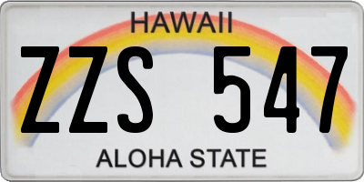 HI license plate ZZS547