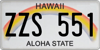 HI license plate ZZS551