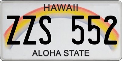 HI license plate ZZS552