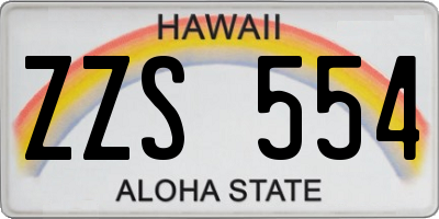 HI license plate ZZS554