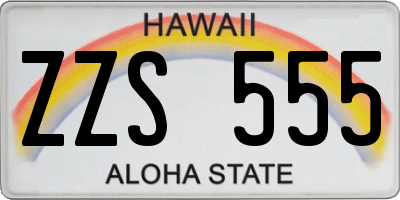 HI license plate ZZS555