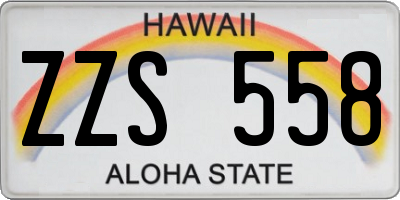 HI license plate ZZS558