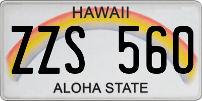 HI license plate ZZS560