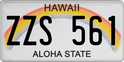 HI license plate ZZS561