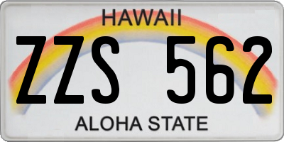 HI license plate ZZS562