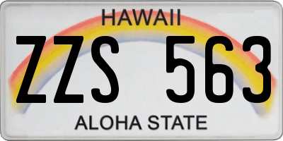 HI license plate ZZS563