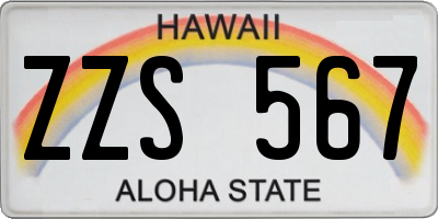 HI license plate ZZS567