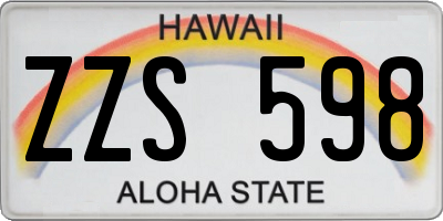 HI license plate ZZS598