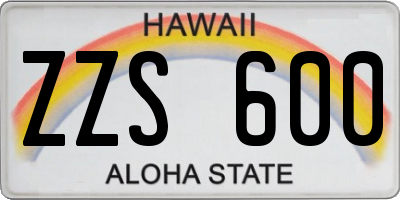 HI license plate ZZS600