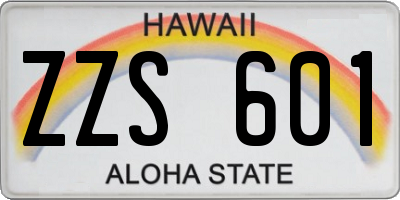 HI license plate ZZS601