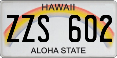 HI license plate ZZS602