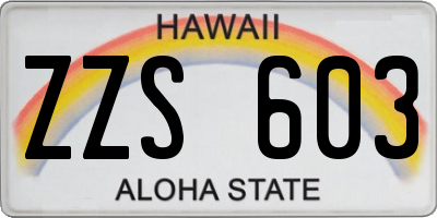 HI license plate ZZS603