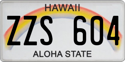 HI license plate ZZS604