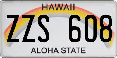 HI license plate ZZS608