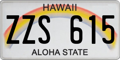 HI license plate ZZS615