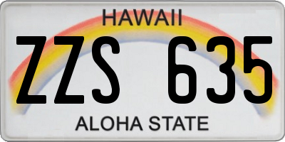 HI license plate ZZS635