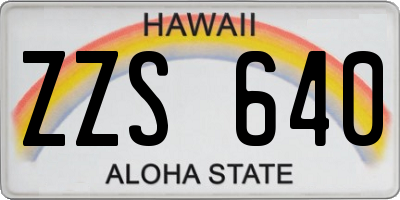 HI license plate ZZS640