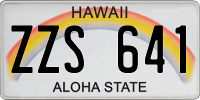 HI license plate ZZS641