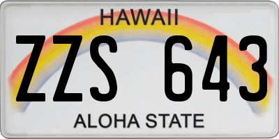 HI license plate ZZS643