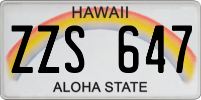 HI license plate ZZS647