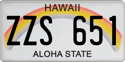 HI license plate ZZS651