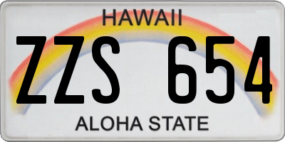 HI license plate ZZS654