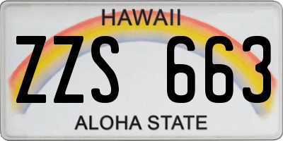 HI license plate ZZS663