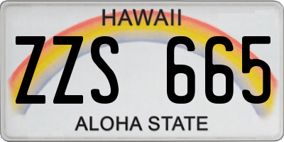 HI license plate ZZS665