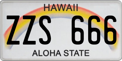 HI license plate ZZS666