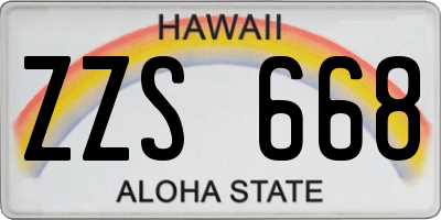 HI license plate ZZS668