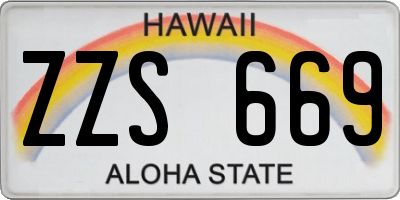 HI license plate ZZS669