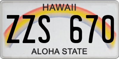 HI license plate ZZS670