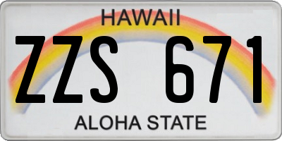 HI license plate ZZS671