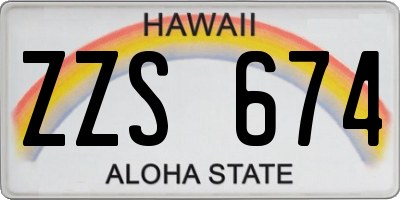 HI license plate ZZS674