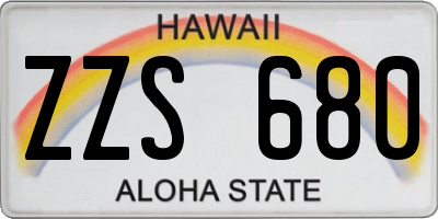 HI license plate ZZS680