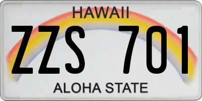 HI license plate ZZS701