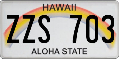 HI license plate ZZS703