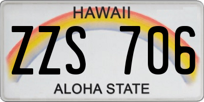 HI license plate ZZS706