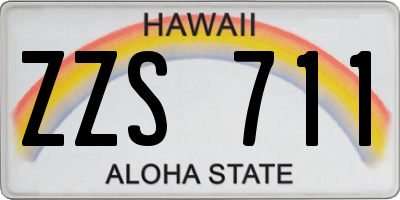 HI license plate ZZS711