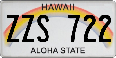 HI license plate ZZS722