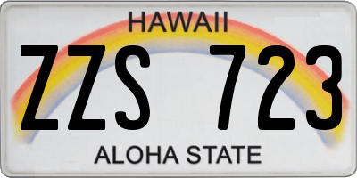 HI license plate ZZS723