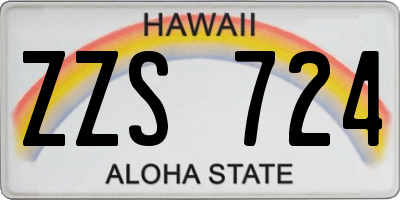 HI license plate ZZS724