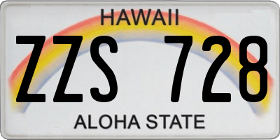 HI license plate ZZS728