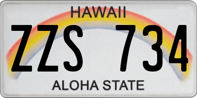 HI license plate ZZS734