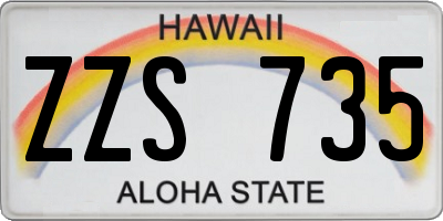 HI license plate ZZS735