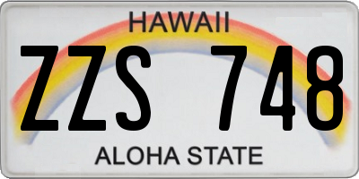 HI license plate ZZS748